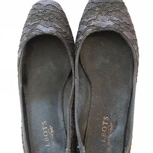 Talbots lace black and blue lace flats